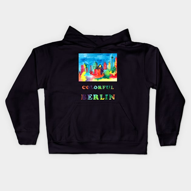 Colorful Berlin - watercolour sketch of Berlin landmarks Kids Hoodie by Elena Ehrenberg